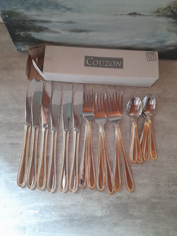 Jean Couzon フランス製 高級ヴィンテージカトラリーセット（29点） Jean Couzon Set of 18 Pieces of Cutlery, 6 Knives, 6 Forks, 6 Tea