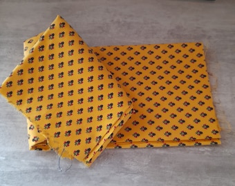 Tissu provençal, abeilles stylisées, joli morceau de tissu provençal en coton, ocre jaune, 130 cm x 53 cm, neuf, inutilisé, petits projets de couture