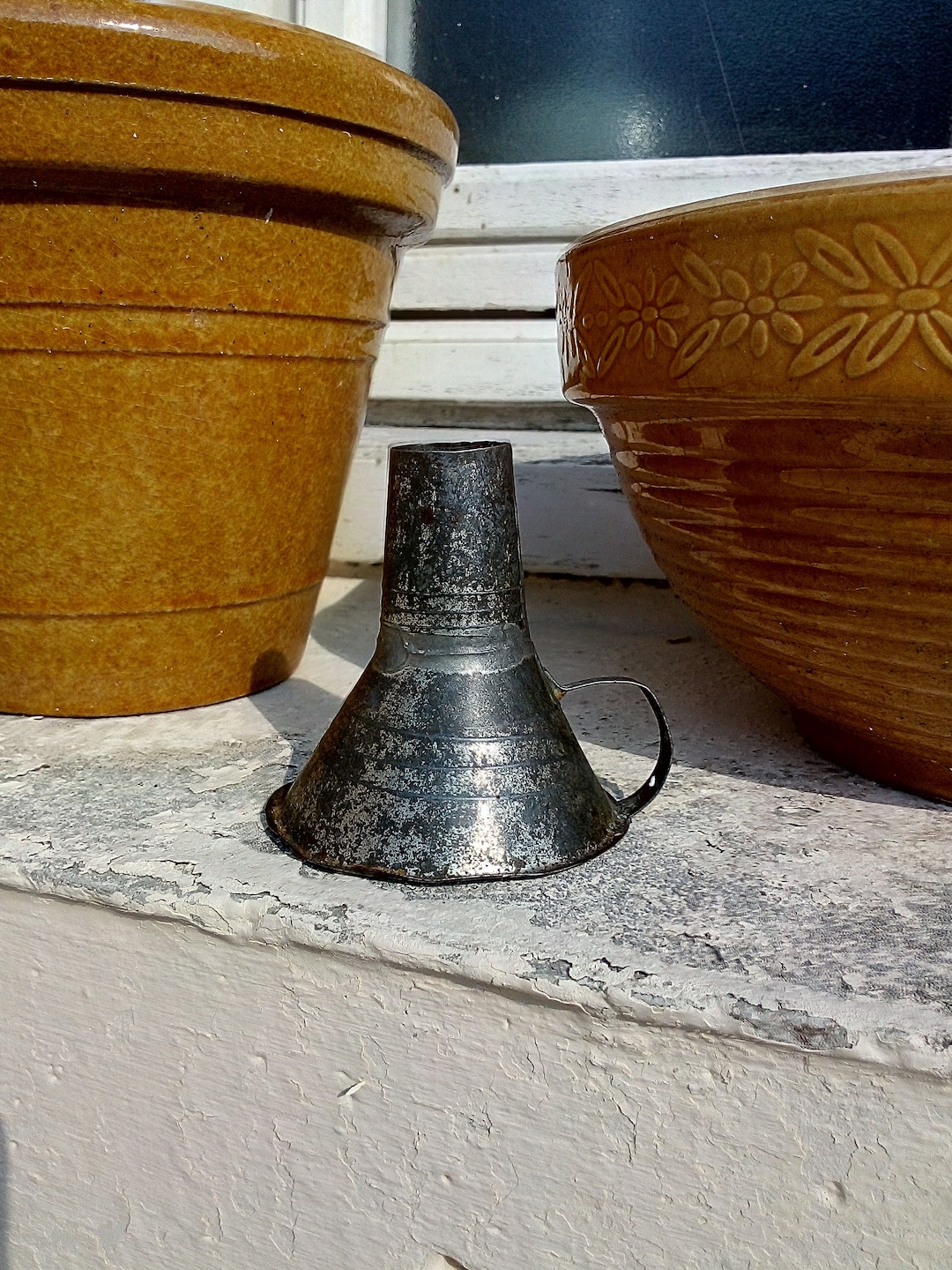 Small Vintage Zinc Funnel French Utensil Kitchen Decor Garden/garage