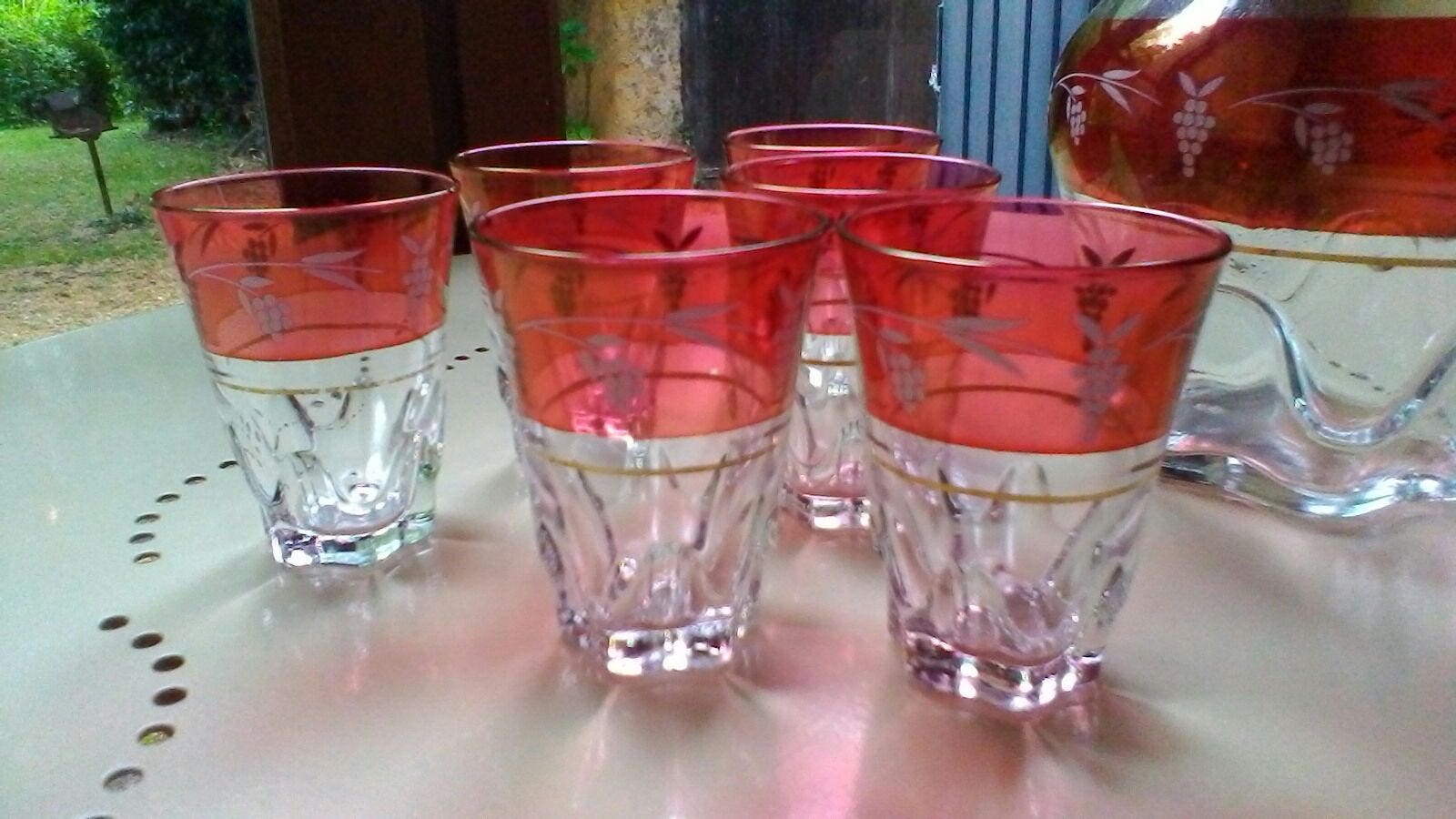 Ensemble de Liqueurs - Français Carafe Vintage et 6 Petits Verres