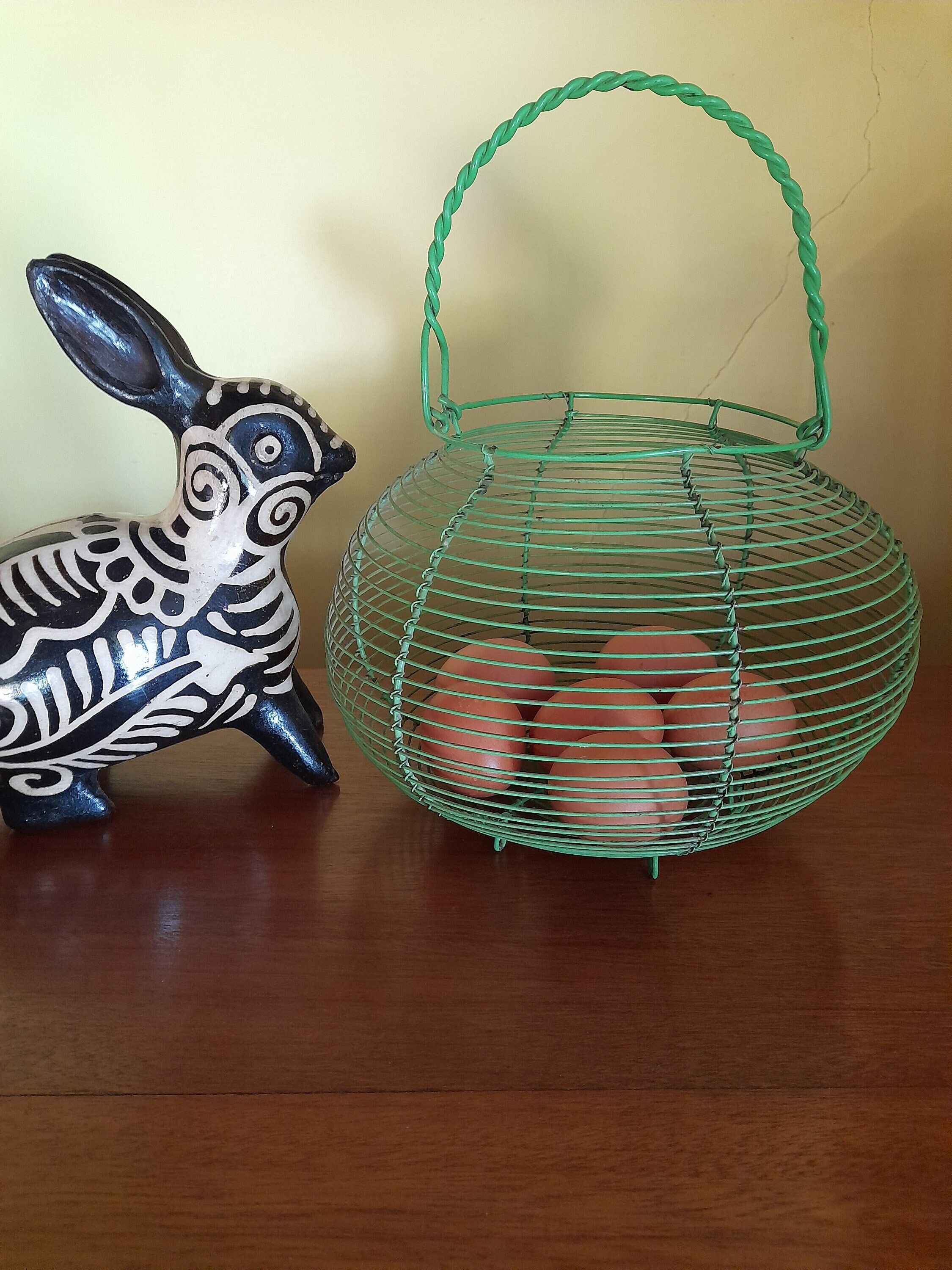ヴィンテージ フレンチ グリーン ワイヤー バスケット - ヴィンテージ