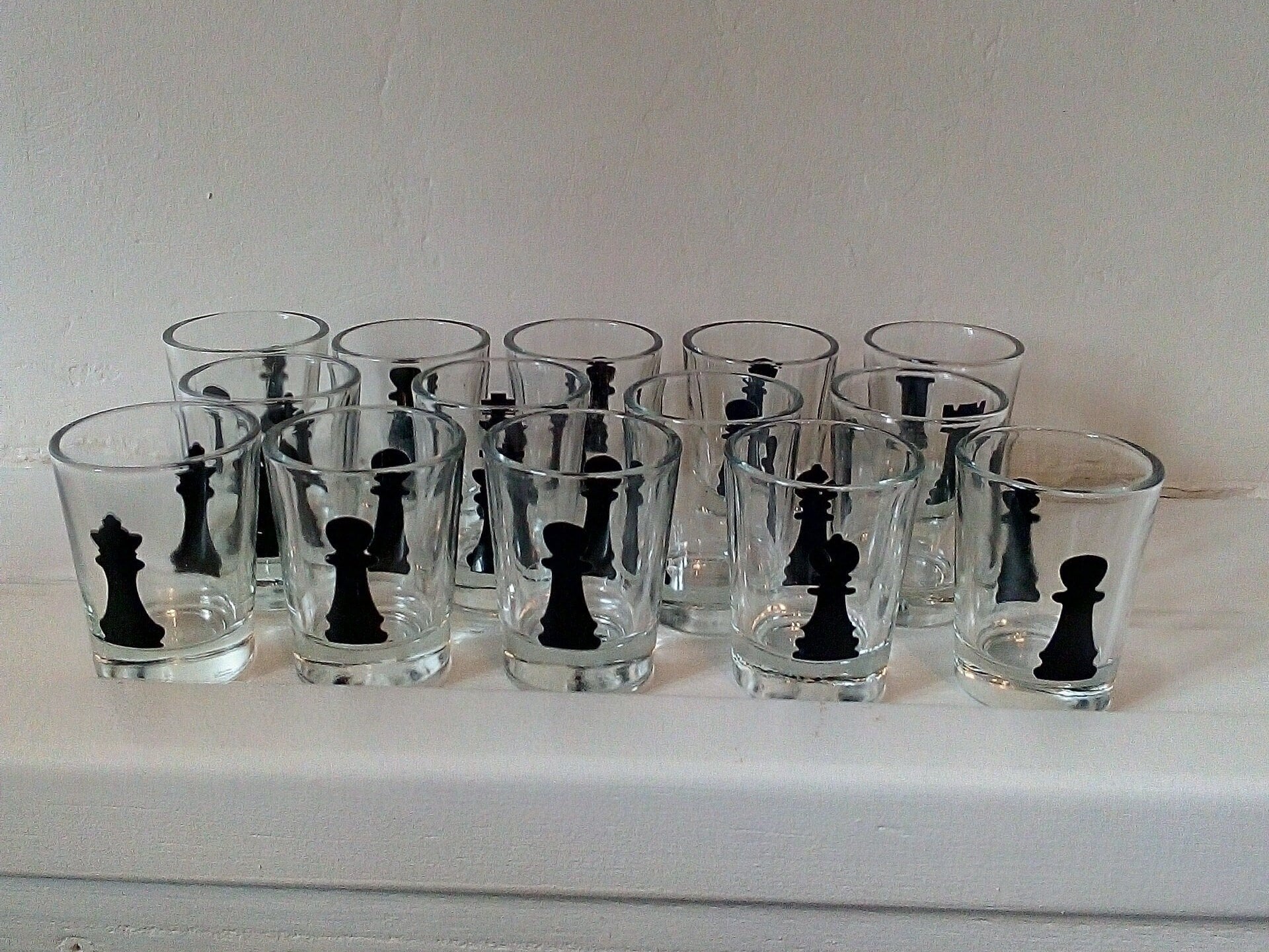 Échecs - 14 Verres à Liqueur Vintage Français Pièce d'échecs Inspiré de Minuscules Liqueur