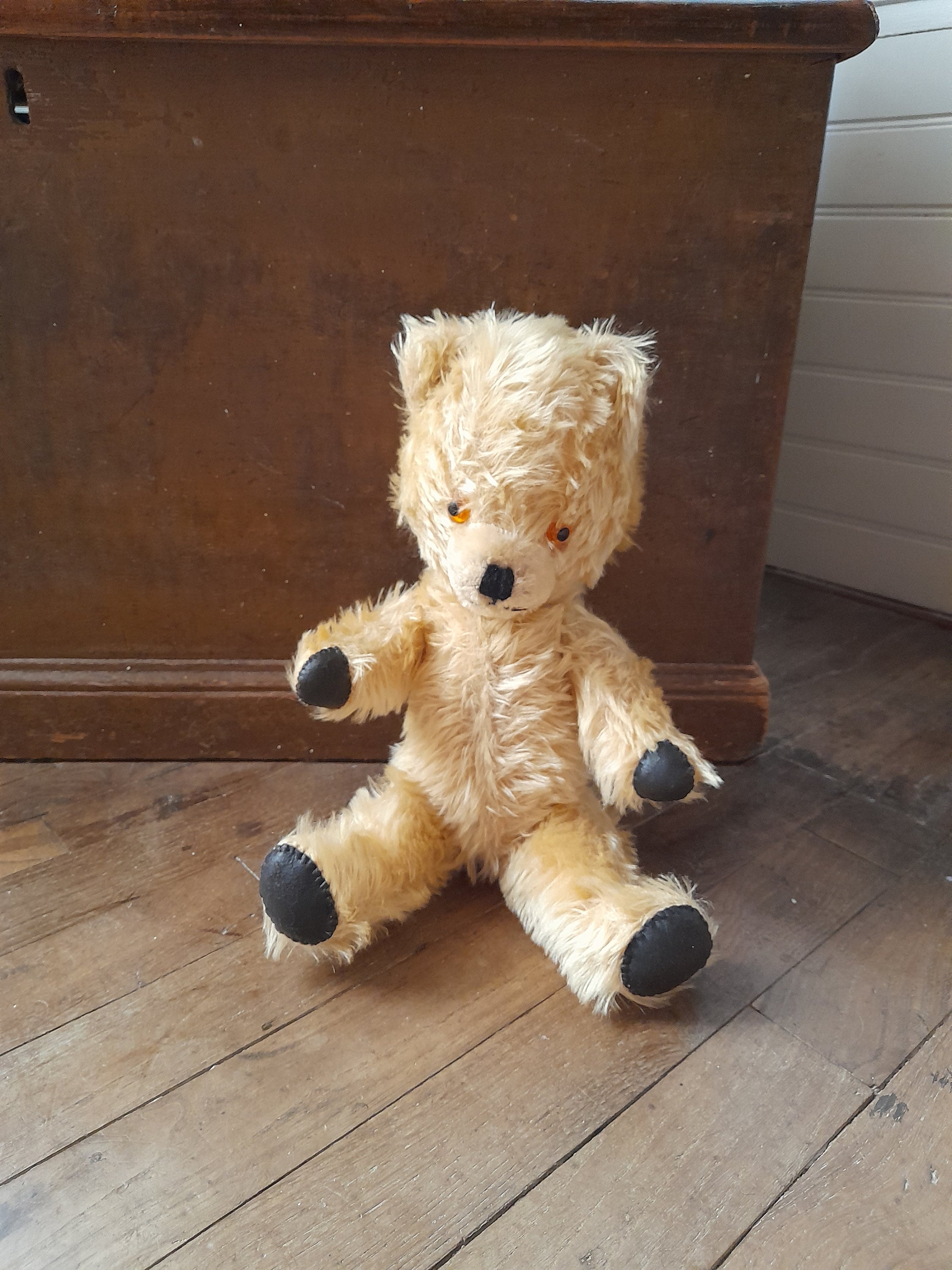 ANCIENNE GRANDE PELUCHE Ours Teddy Bear Tout Articulé Haut. 70 cm