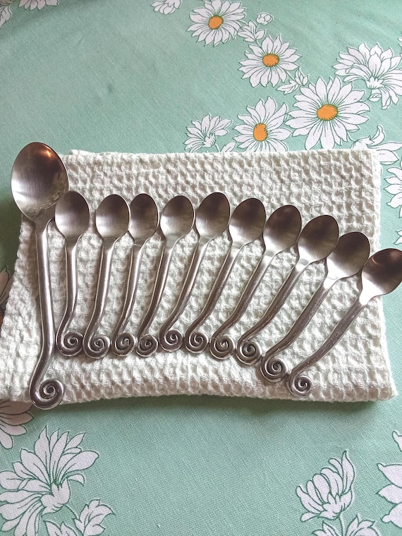 Vintage French Moka Spoons Set, Swirl Handle Design - Etsy Norway