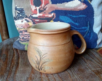 Hand made rustic cider or milk jug - grès Poterie des Mottes St Amand-en-Puisaye 1 litre pichet - French vintage grès stoneware pitcher