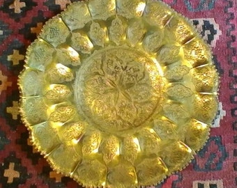 Beautiful vintage brass tray - embossed and prettily shaped