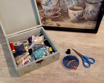 Pretty French wooden sewing box