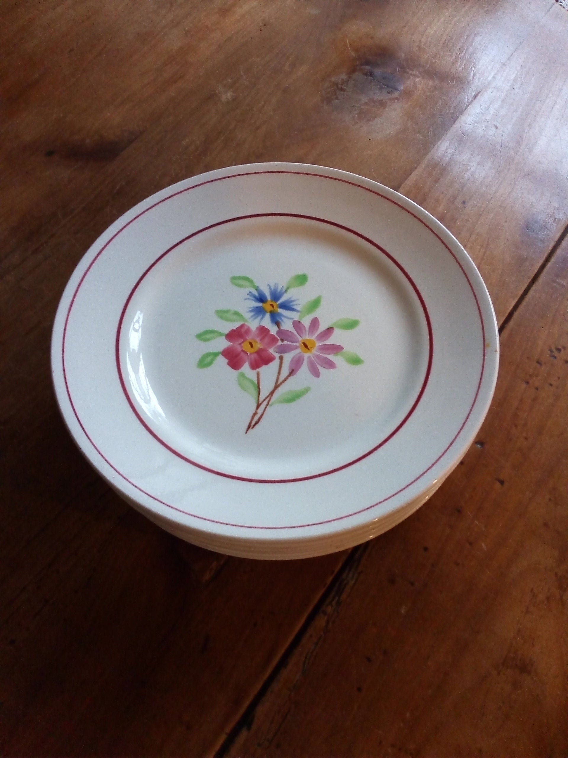 Bel Ensemble de 9 Assiettes Dessert - Vintage Français Ceranord St Amand