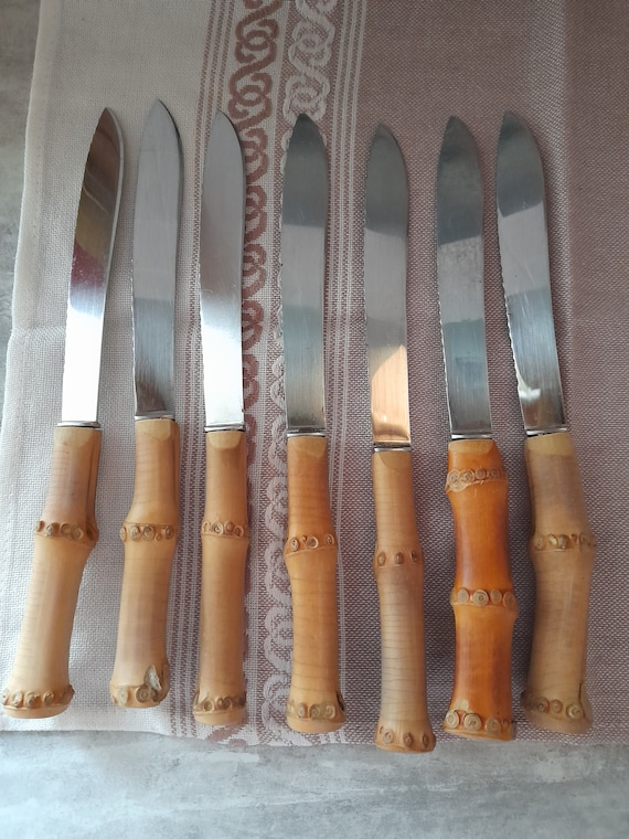 かわいい竹製カトラリーセット - ステンレススチール製、竹製ハンドル