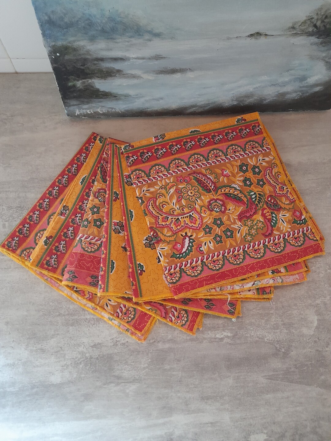 Six Provencal Napkins 36 Cm Square Provençal Cotton Etsy