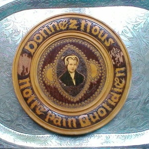 Bread board - &quot;Give us this day our daily bread&quot; - A lovely vintage carved wood bread board for the table or to hang on a wall