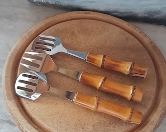 Pelle à tarte vintage en bambou et inox Déco Ethnique | Selency