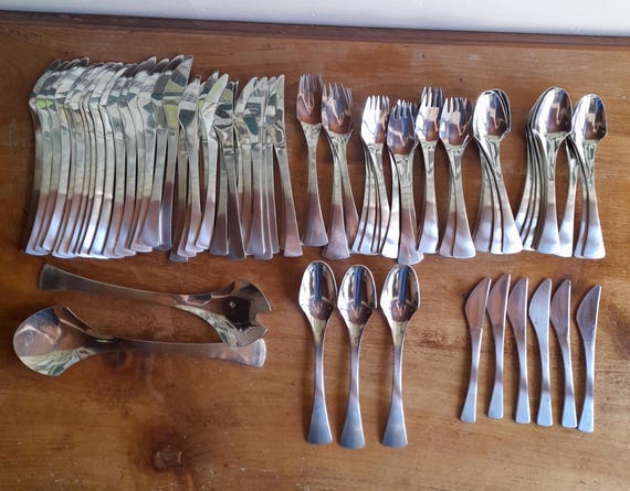 Lundtofte Largo Mid Century Cutlery, 80 Pieces, 1960s, Stainless
