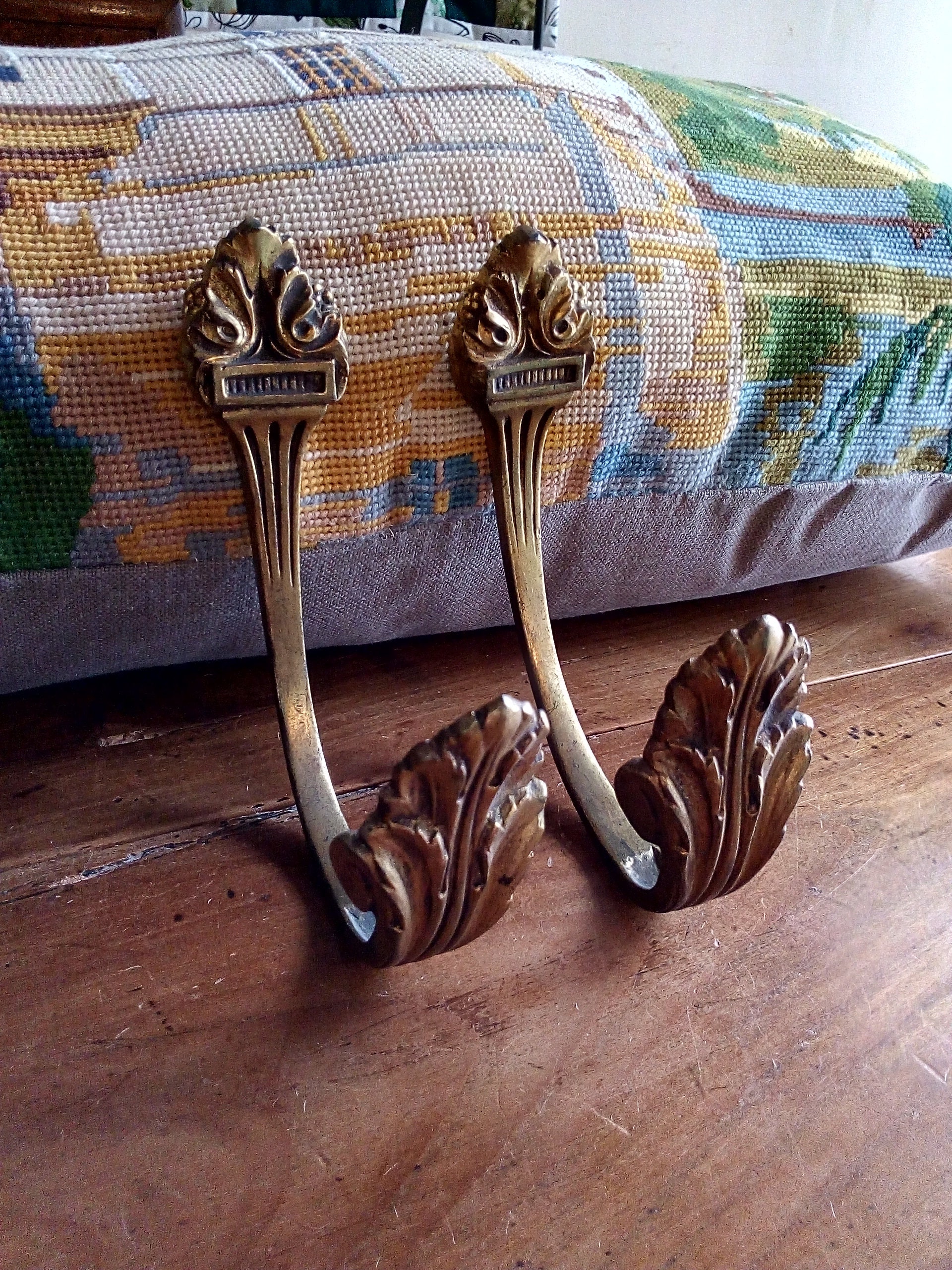 Crochets de Rideau en Bronze Du Xixe Siècle - Décor Antique Paire Château