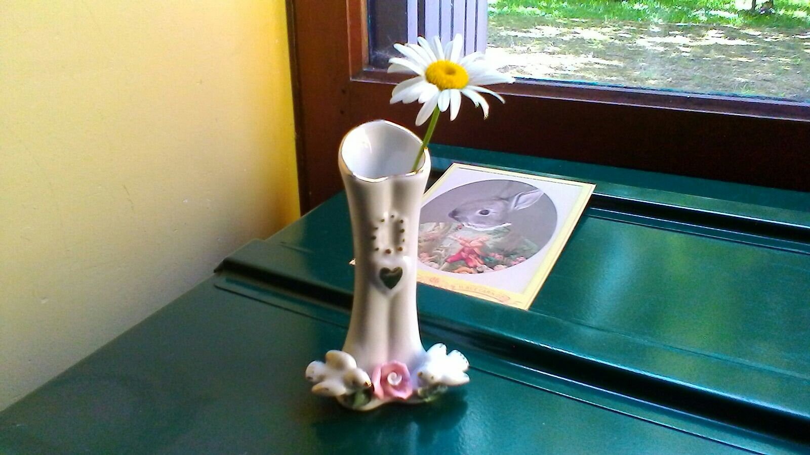 Petit Vase Romantique Doux de Bourgeon - Mariage Français Porcelaine Cru Décoré avec Un Coeur et Deu