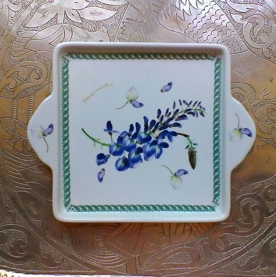 Joli Petit Gâteau Floral ou Assiette de Canapé - Italien Tognana Plateau Carré en Céramique Pittospo