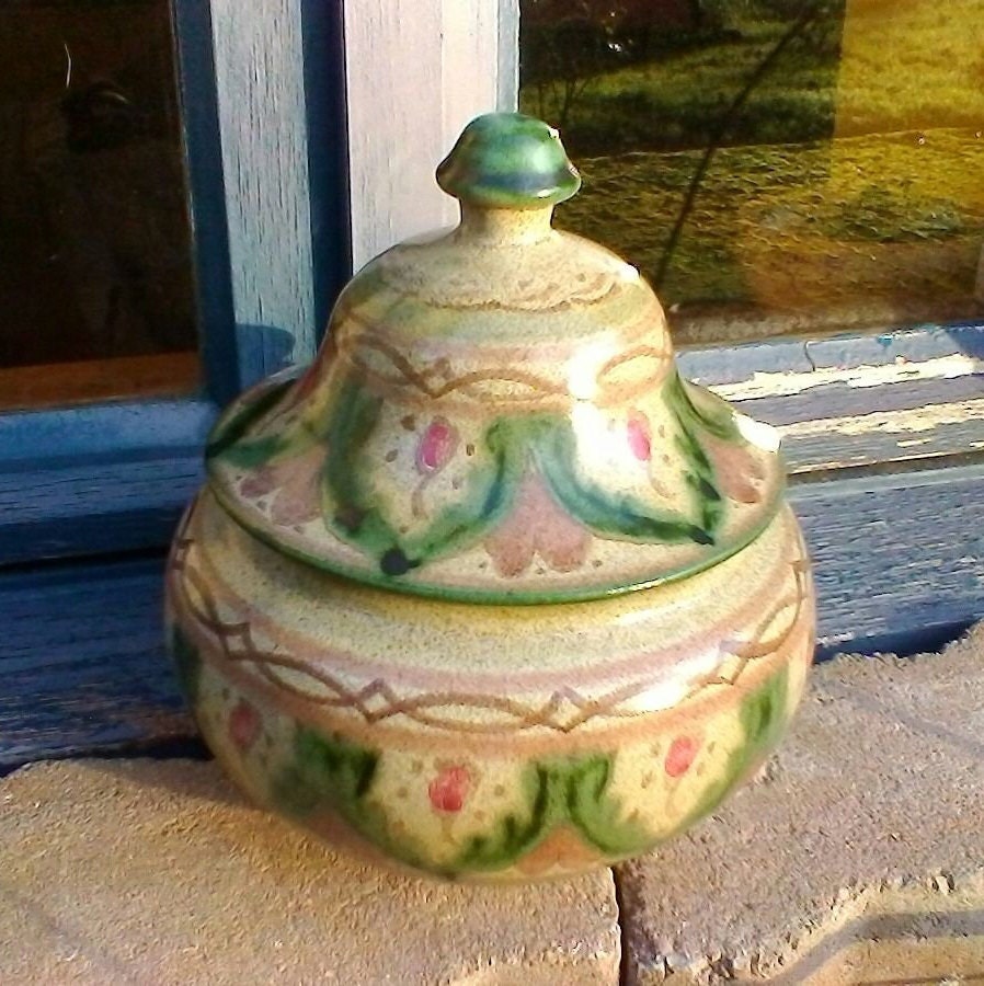 Beau Pot de Poterie Vitré - à Couvercle Fait La Main Marocain