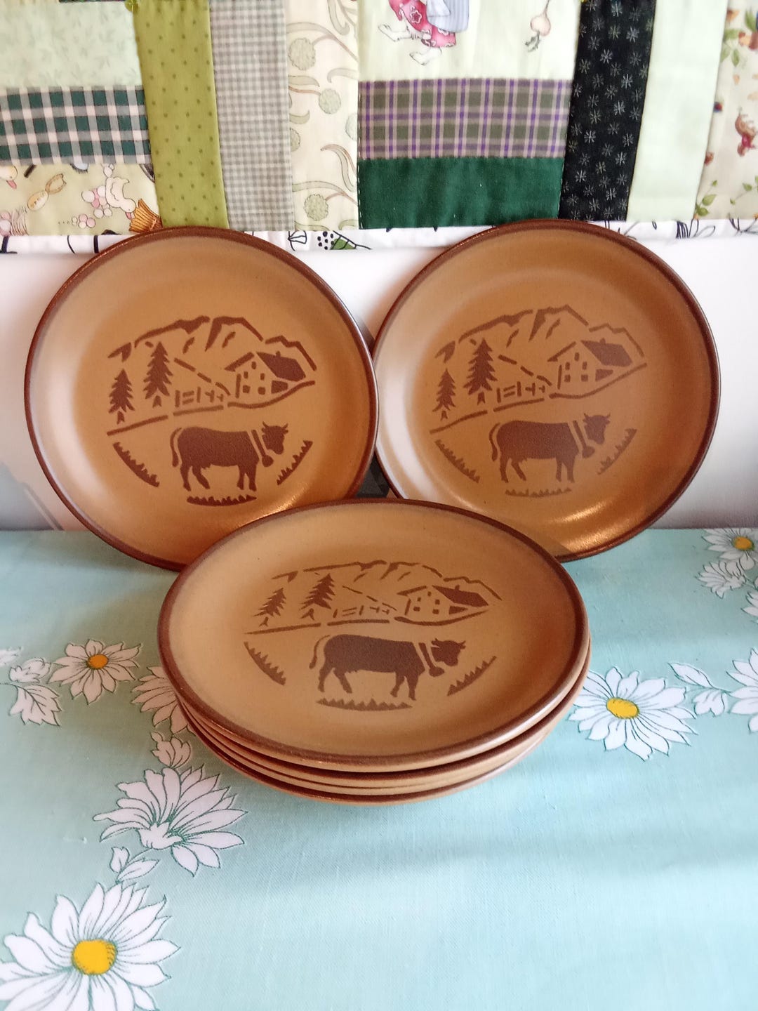 Alpine Cows, Six French Dessert/ Tea/cheese Plates, Ceramic, Grès - Etsy