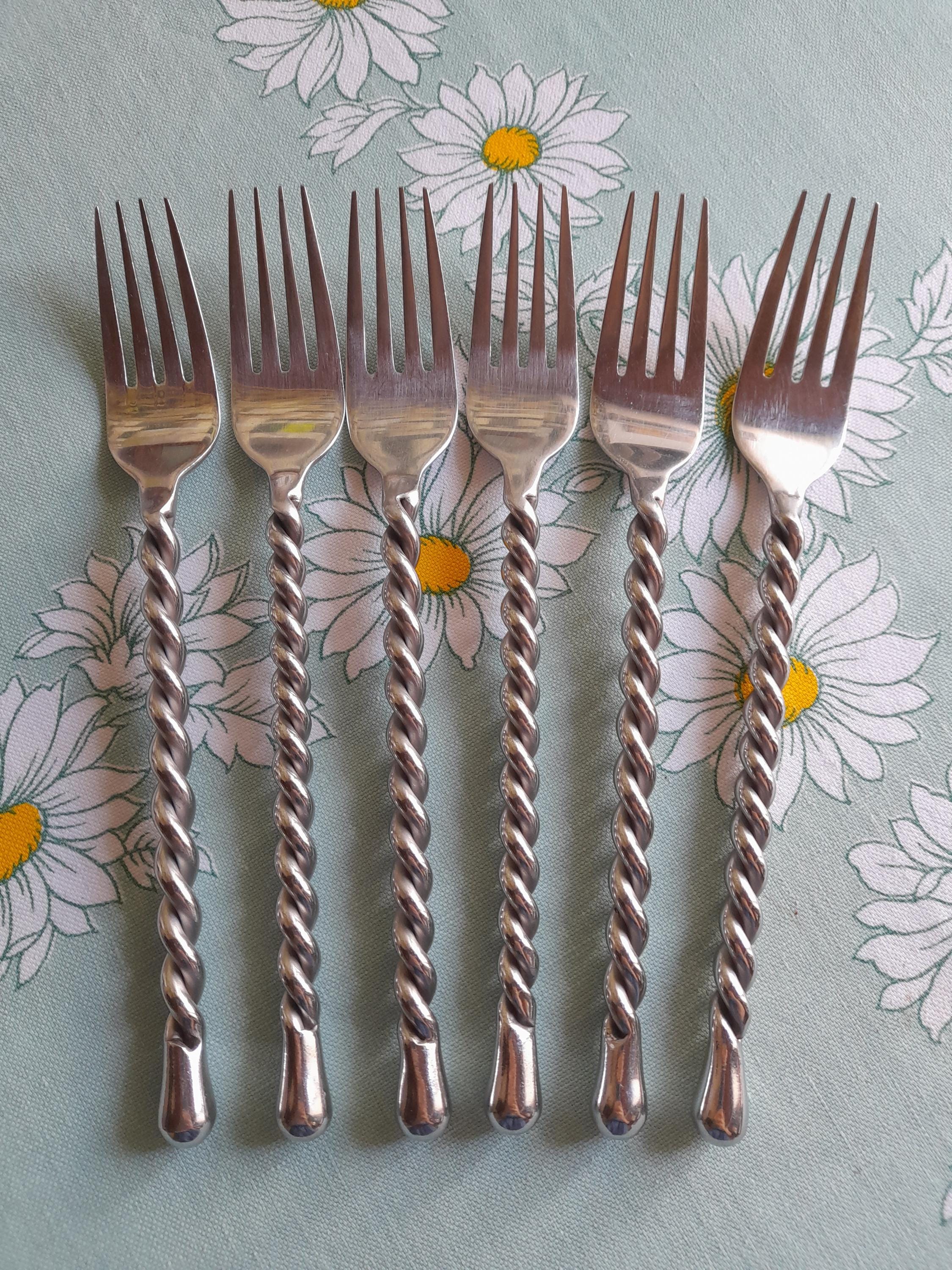 6本のフォーク - テーブルフォーク、フランスのカトラリー - 金属製