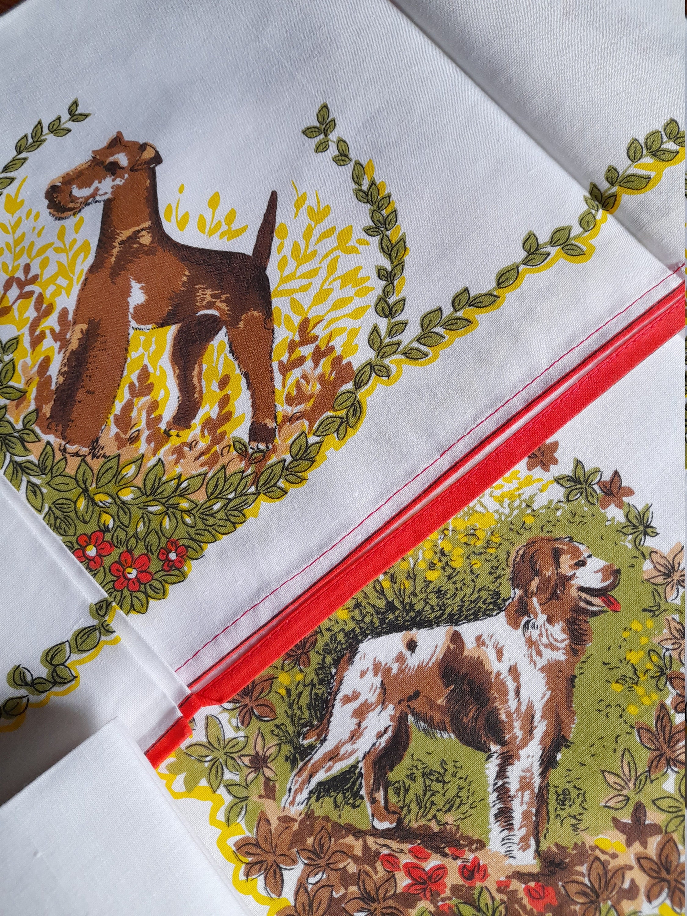 Serviettes de Chasse, Serviettes en Coton Vintage Neuves, Français Grand Teint - 48 cm Carré Inutili