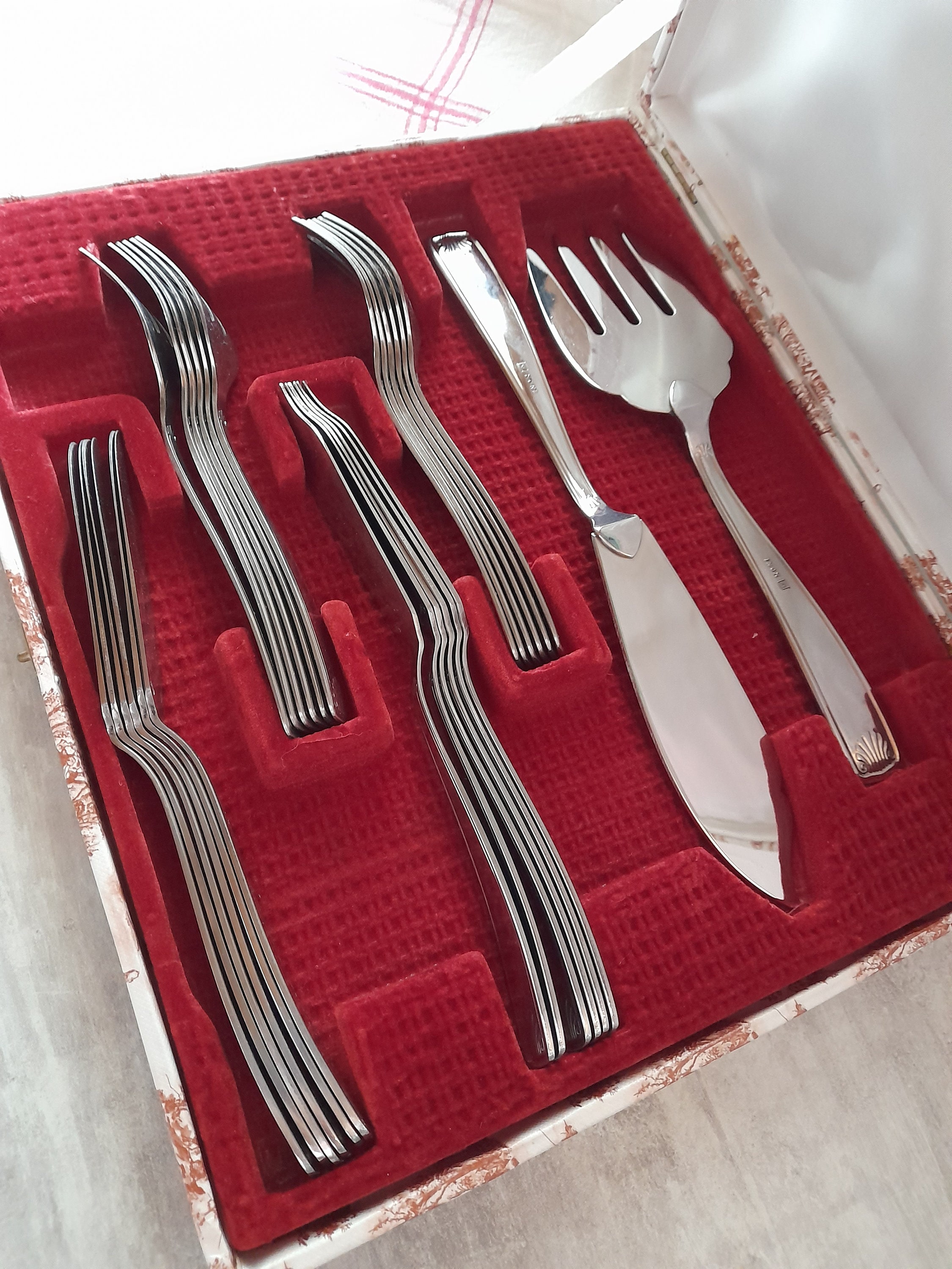 魚用カトラリー - ヴィンテージ フランス製ボックス入り魚用ナイフと