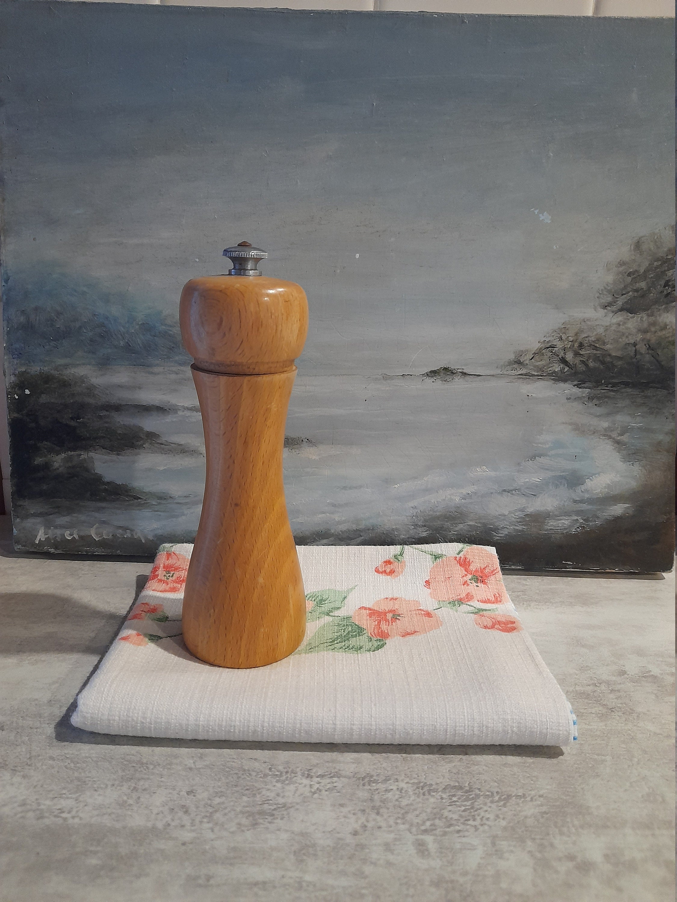 Moulin à Poivre Peugeot - Moulin en Bois Vintage Français, 16 cm de Haut, État Marche, Clair