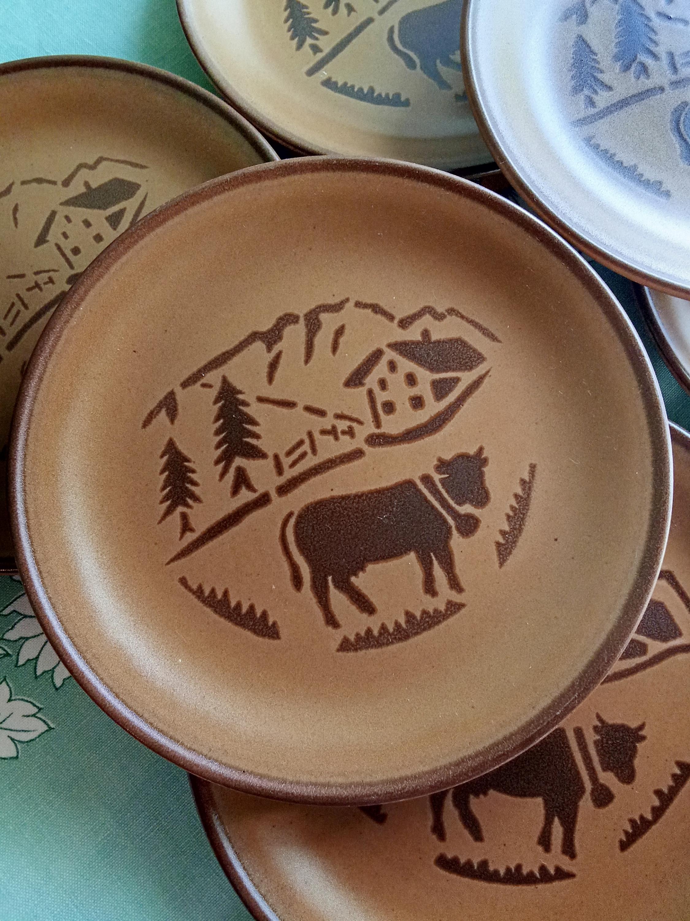 Alpine Cows, Six French Dessert/ Tea/cheese Plates, Ceramic, Grès - Etsy