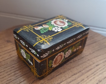 青い小花咲く紙箱-antique paper box | アンティーク