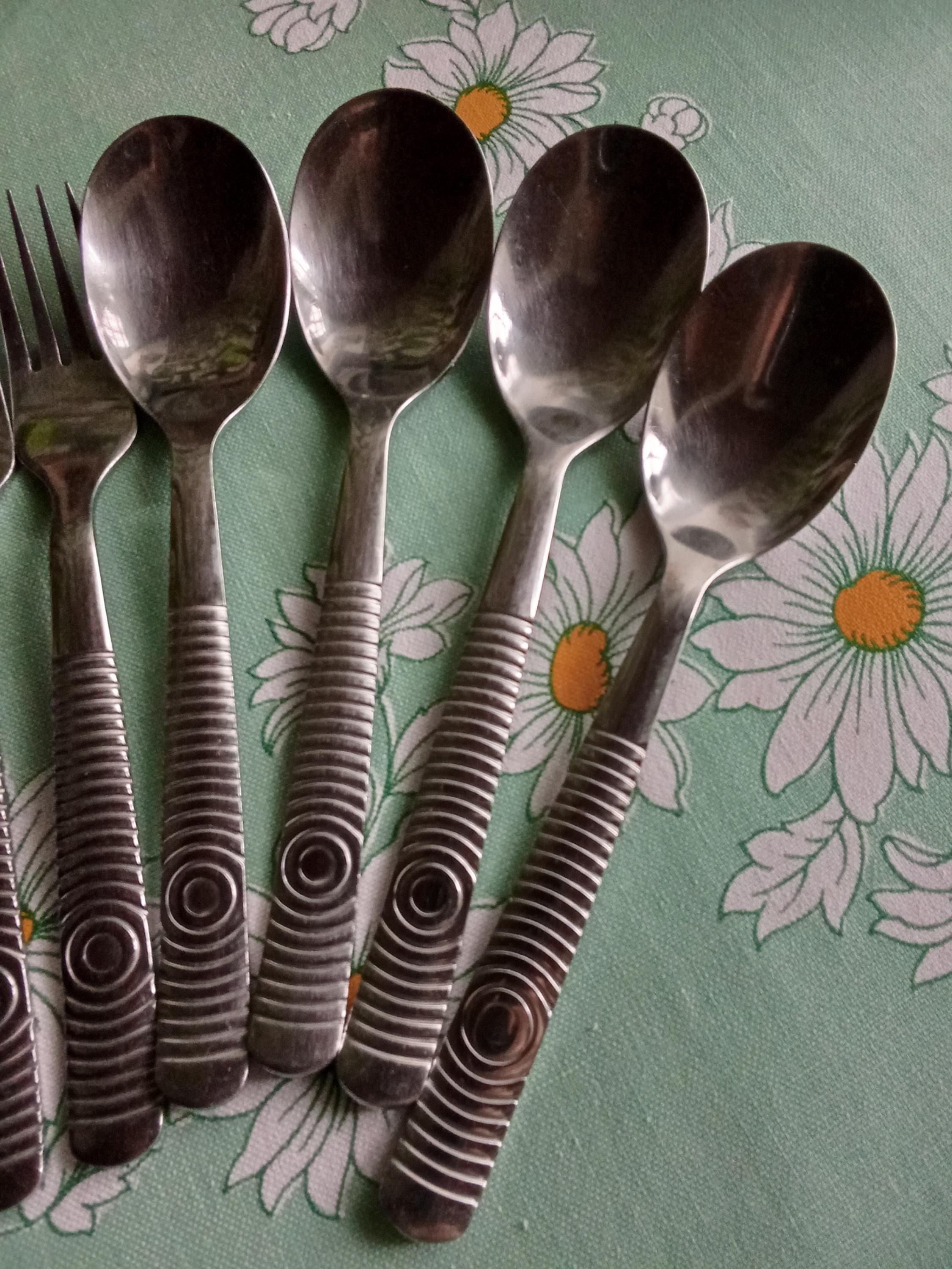 Ikea Vinjett Cutlery, Set of 12 Pieces, Vintage 1980s, 4 Knives, 4