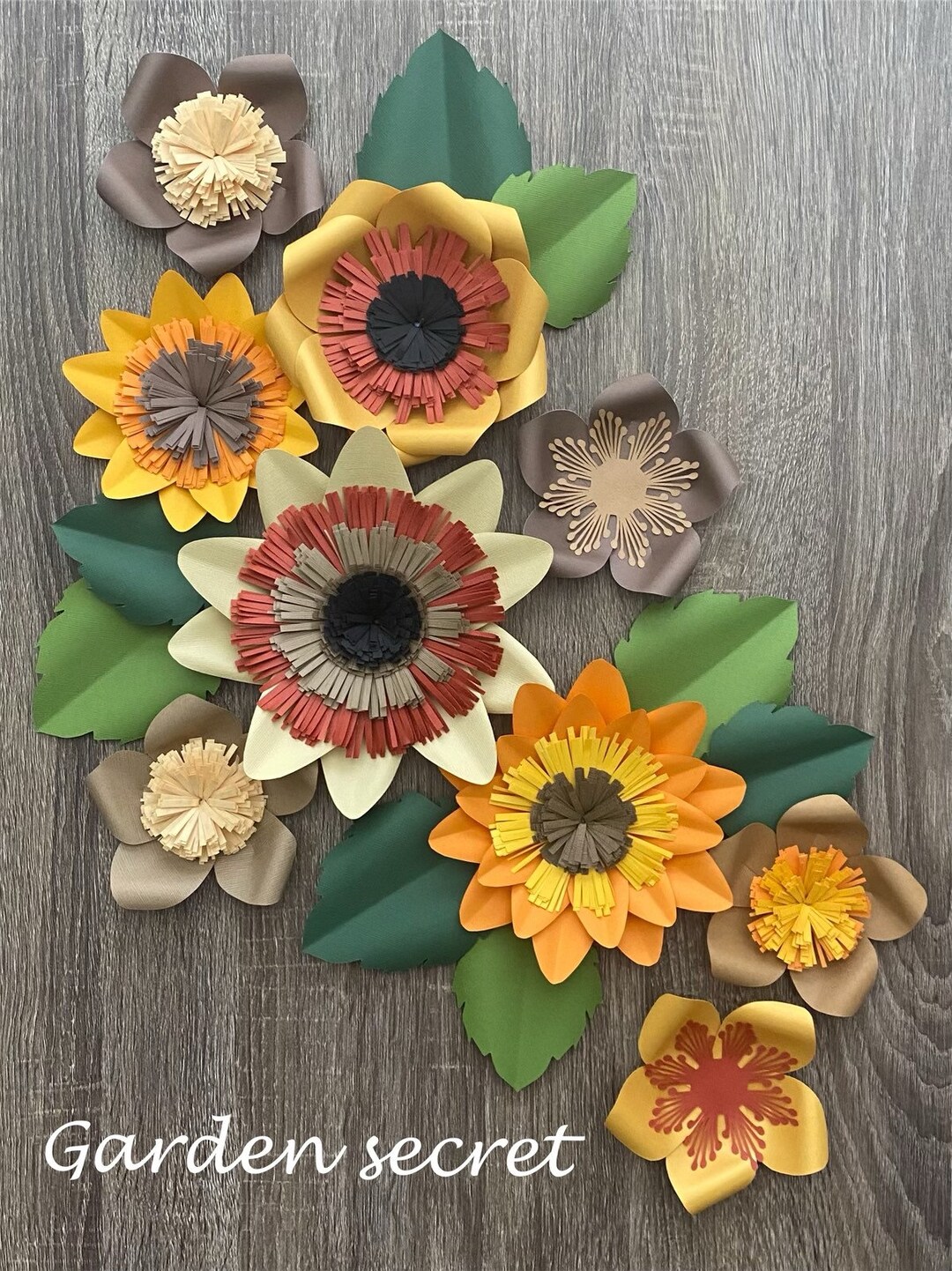 Garden Secret Paper Flower Set, Wall Flower Decorations Etsy