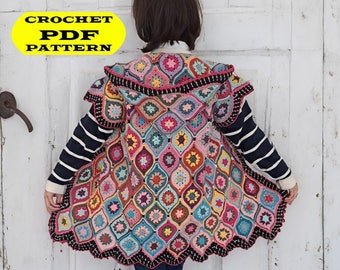 Easy Crochet Cardigan Pattern: Ethereal Square Coat, Boho Style (PDF)