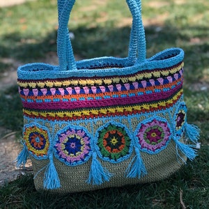 Easy Crochet Womens Bag Pattern Granny Square Tote Shoulder - Etsy