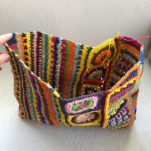 EASY Crochet bag for womens, Colored granny square tote, Easy shoulder bag, Bohoemian crochet purse, Afghan , PDF, DIY image 6