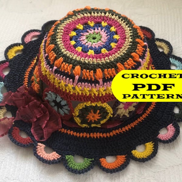 Crochet Hat Pattern for Woman, Easy Crochet Pattern, Crochet Boho Hat, Afghan Hat, Handmade Hat, Summer Hat, Crochet Pattern, DIY