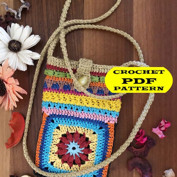 EASY Crochet phone bag, Cell phone hobo bag, crocc body phone holder, Cell phone case, Crochet neck bag, Christmass gift phone pouch pattern