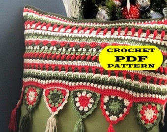Crochet Christmas Pillow Pattern: Farmhouse Decor Cushion (PDF)