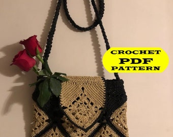 Easy Crochet Bag Pattern, Crochet Boho Bag, Afghan Bag, Crochet Tote Bag, Shoulder Bag, Summer Bag, Hippie Bag, Retro Bag, Bahemian Bag, DIY