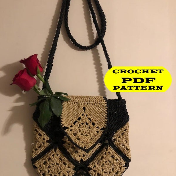 Easy Crochet Bag Pattern, Crochet Boho Bag, Afghan Bag, Crochet Tote Bag, Shoulder Bag, Summer Bag, Hippie Bag, Retro Bag, Bahemian Bag, DIY