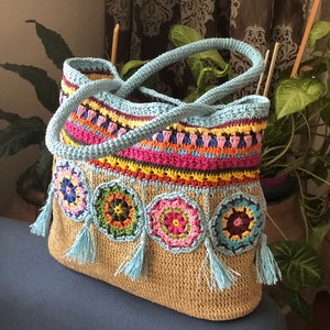 Easy Crochet Womens Bag Pattern, Granny Square Tote, Shoulder Beach Bag ...