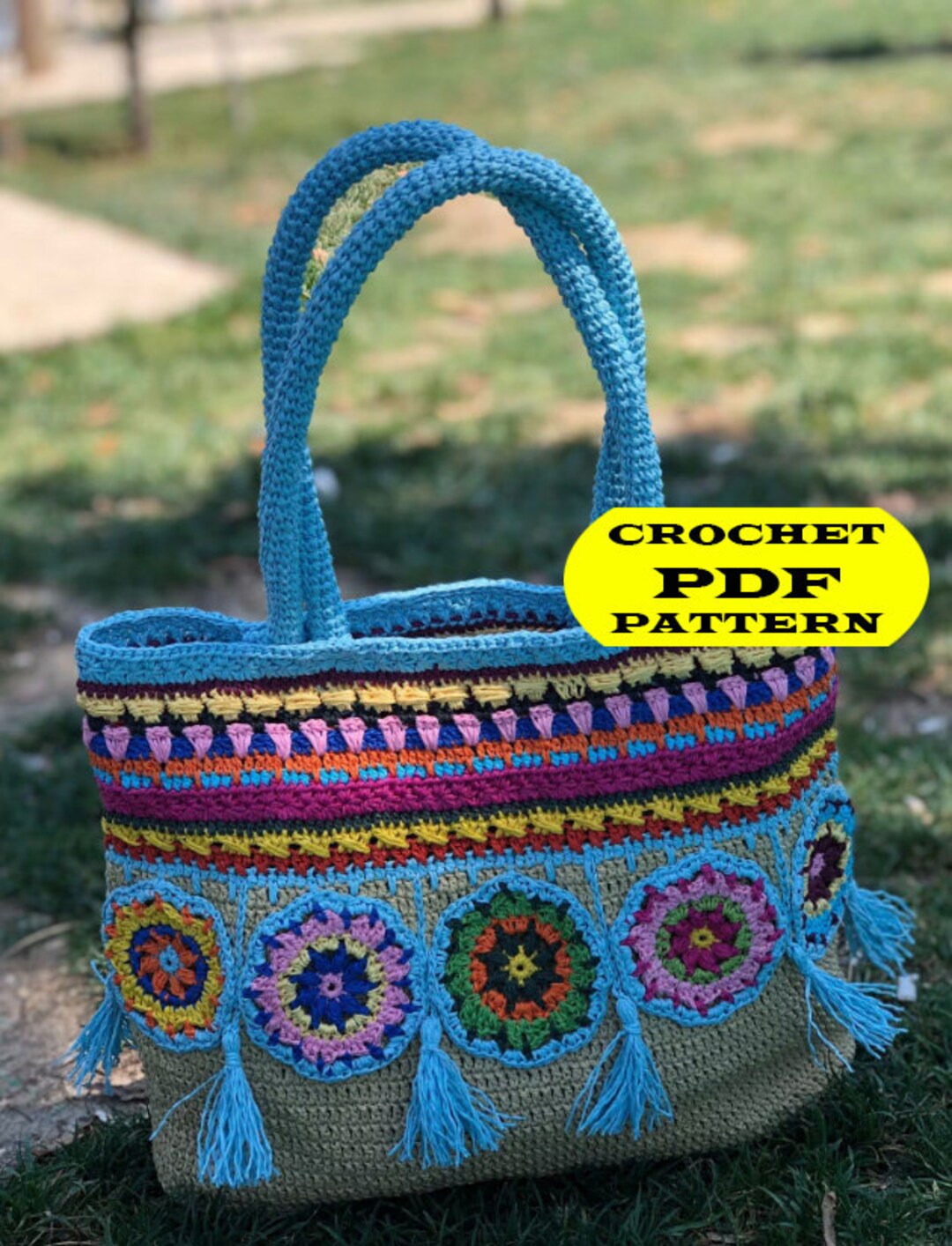 Crochet Granny Square Tote Bag Pattern PDF, Beginner Friendly Boho ...