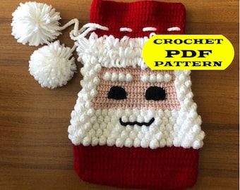Easy Crochet Santa Secret Bag Pattern for Christmas Decoration, Xmas Crochet Pattern, Christmas Gift Bags for Thanks and Giving seaons