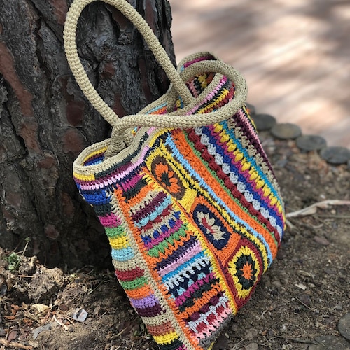 Daisy Granny Square Tote Bag Crochet Pattern Downloadable - Etsy