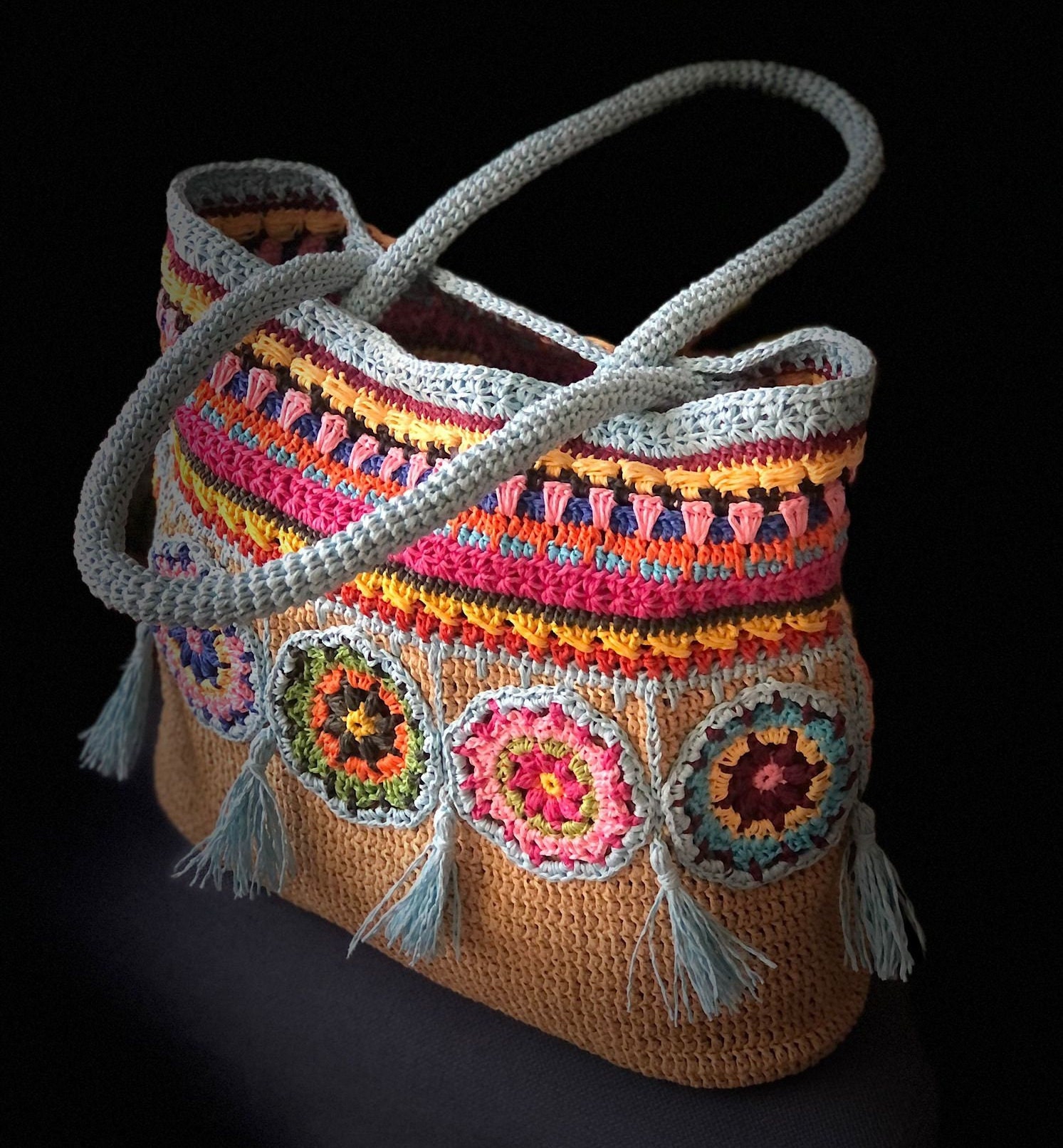 Crochet Granny Square Tote Bag Pattern PDF, Beginner Friendly Boho ...