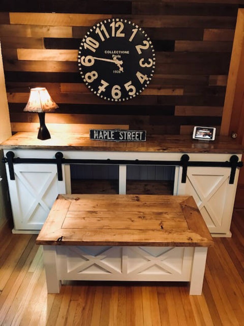 Barn Door Tv Stand W Matching Coffee Table