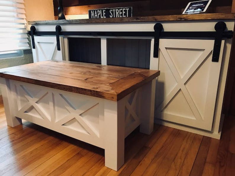 Barn Door TV Stand w/matching Coffee Table Etsy