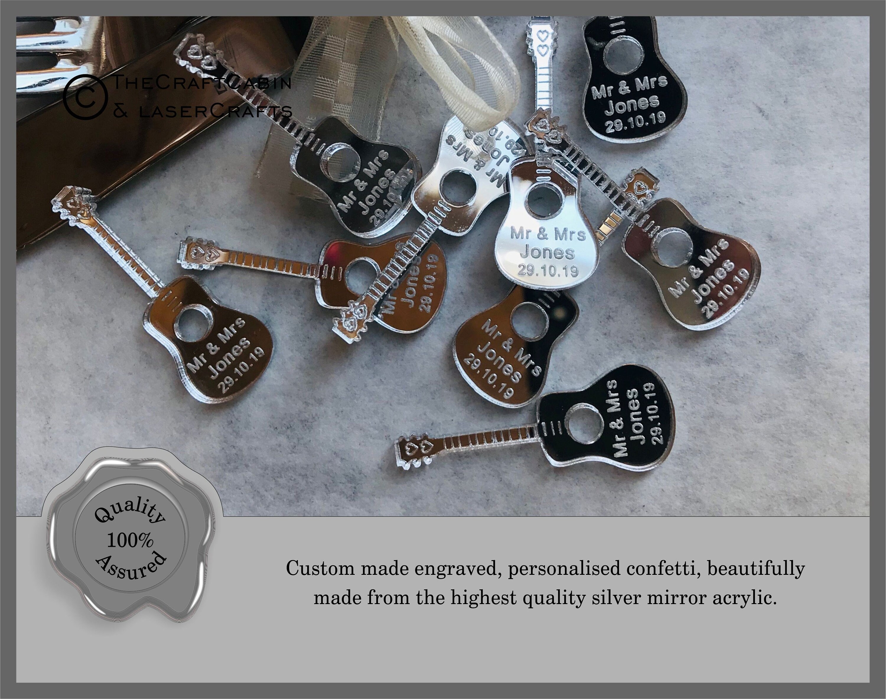 Acoustic Guitar Personalised Confetti Wedding Favours Mr