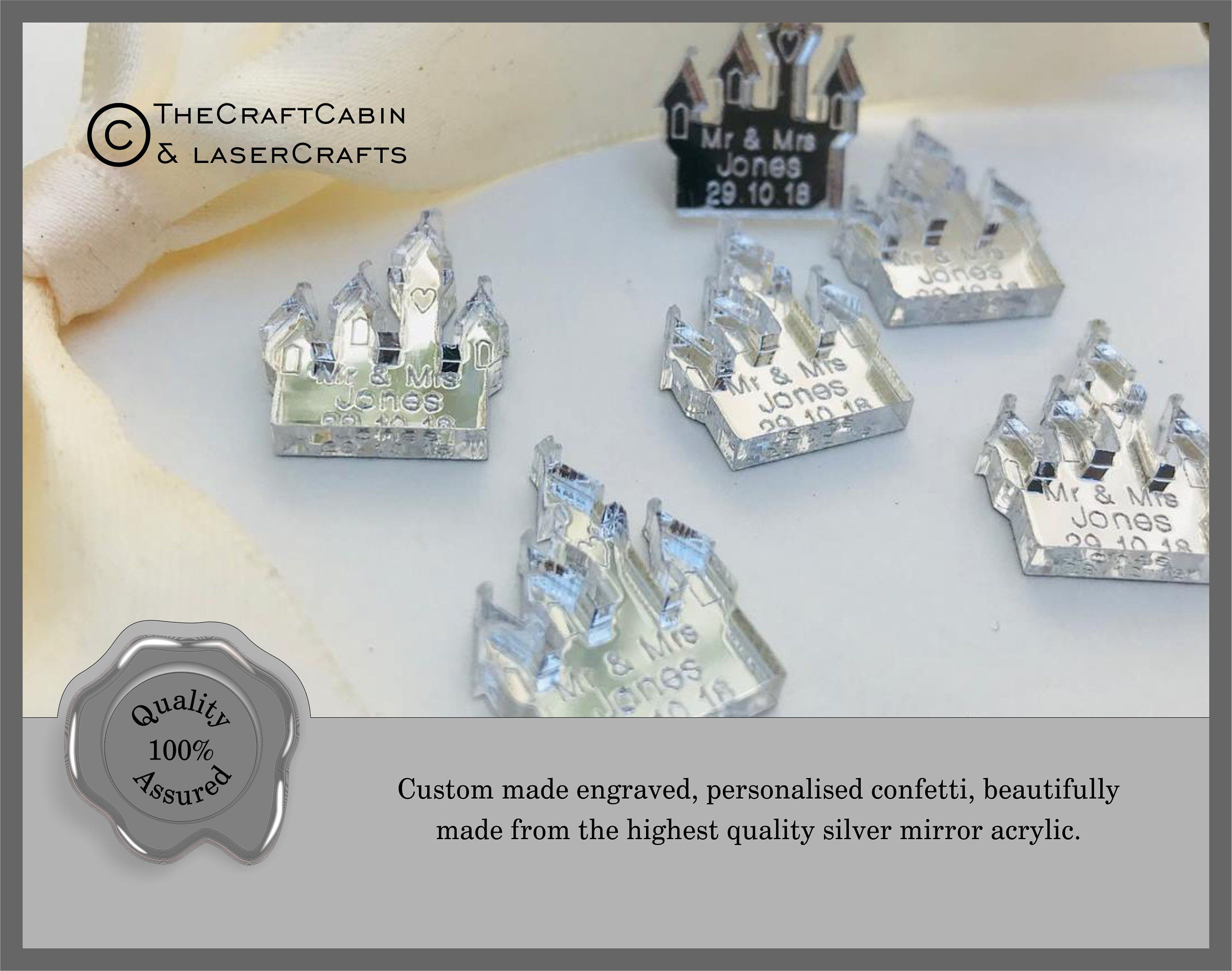 Personalised Custom Confetti Fairytale Castle Wedding Mr Mrs