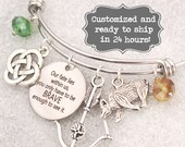 Merida Engraved - Our Fate Lies Within Us You Only Have To Be Brave, DISNEY Inspired Bracelet, Custom Name Charm Bracelet, Adjustable Bangle