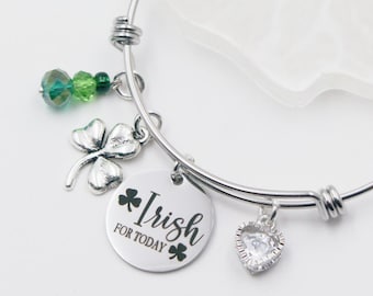 Shamrock Charm Bangle Bracelet: Irish Pride St. Patrick's Day Gift