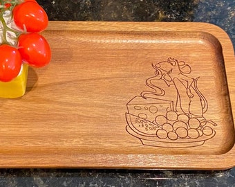 Engraved Acacia Wood Tray: Remy from Ratatouille, Charcuterie Board